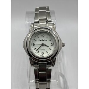 Paul Du Pree Women's Quartz Watch Silver 7.5" Band 29mm Case- New Battery‎